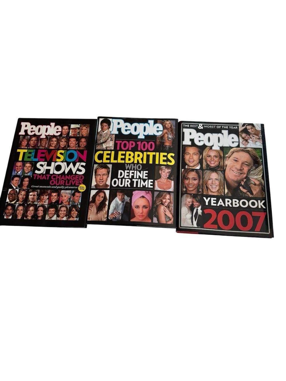 People VTG Hardcover Books 2007 Yearbook Top 100 Celebrities TV Shows Set of 3